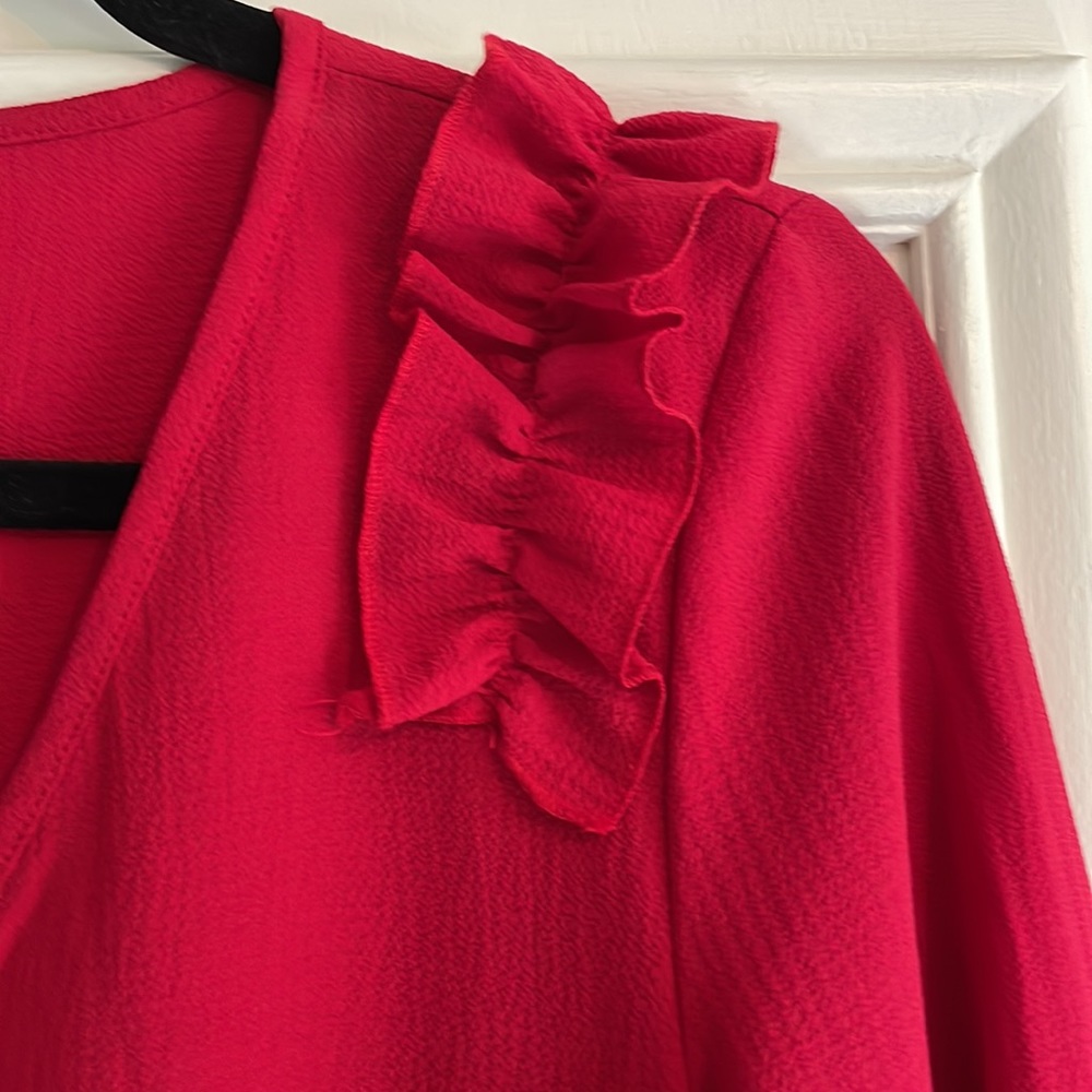 Red Ruffle Blouse - Picture 2 of 4